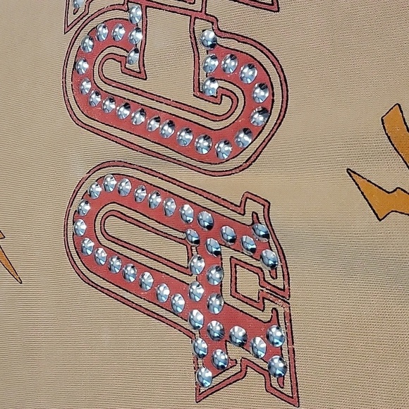 AC/DC High Voltage Metal Studded Long Sleeve Tan Sweatshirt - Size L - Picture 3 of 8